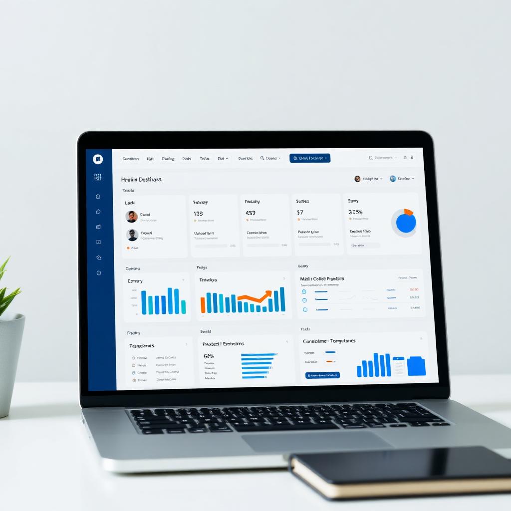 CRM dashboard on laptop
